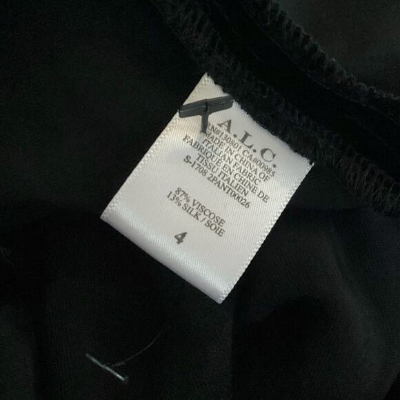 A.L.C. Robbie Silk Blend Black Velvet Cropped Wide Leg Trouser Pants 4 - Picture 9 of 10